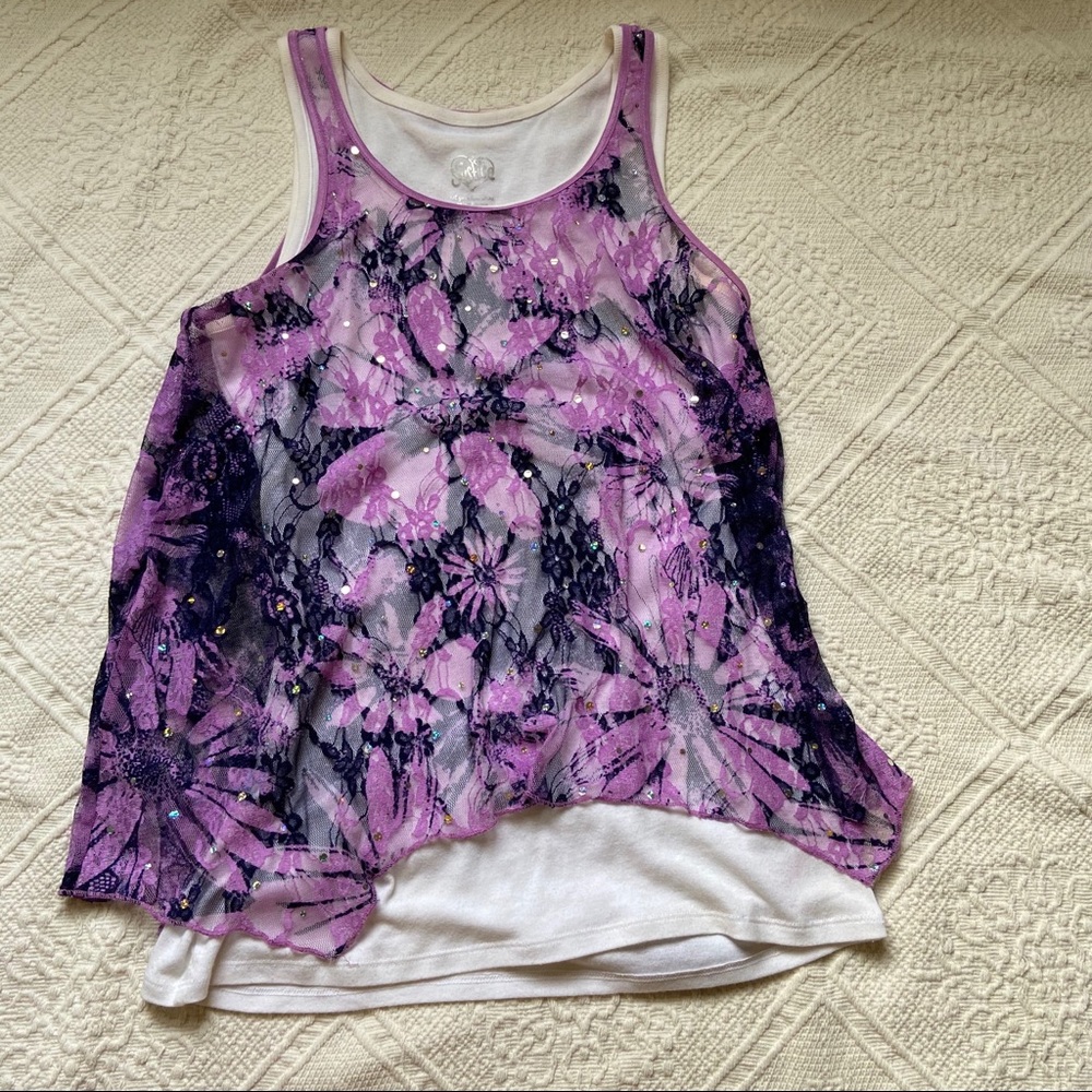 Justice purple lace tank top size 18